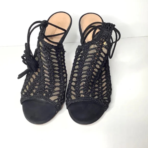 GIANVITO ROSSI Bardot crochet-knit and suede heels - Picture 5 of 16